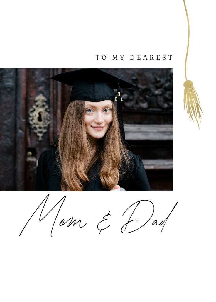 Gold tassel - graduation thank you card